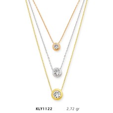 14 Ayar Altın Üçlü Tektaş Kolye KLY1122