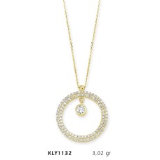 14 Ayar Altın Tektaş Çember Kolye KLY1132