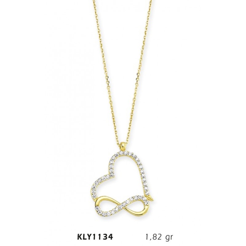 14 Ayar Altın Sonsuz Kalp Kolye KLY1134