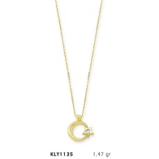 14 Ayar Altın Tektaş Ayyıldız Kolye KLY1135
