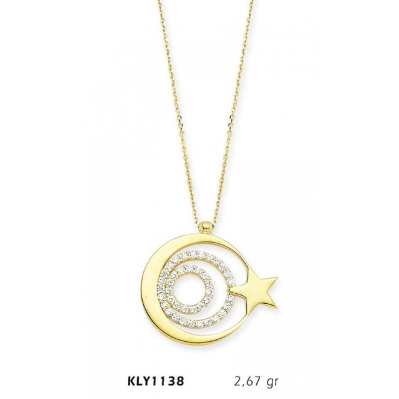 14 Ayar Altın Ayyıldız Kolye KLY1138