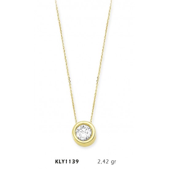 14 Ayar Altın Tektaş Kolye KLY1139 14 Ayar Altın Tektaş Kolye KLY1139