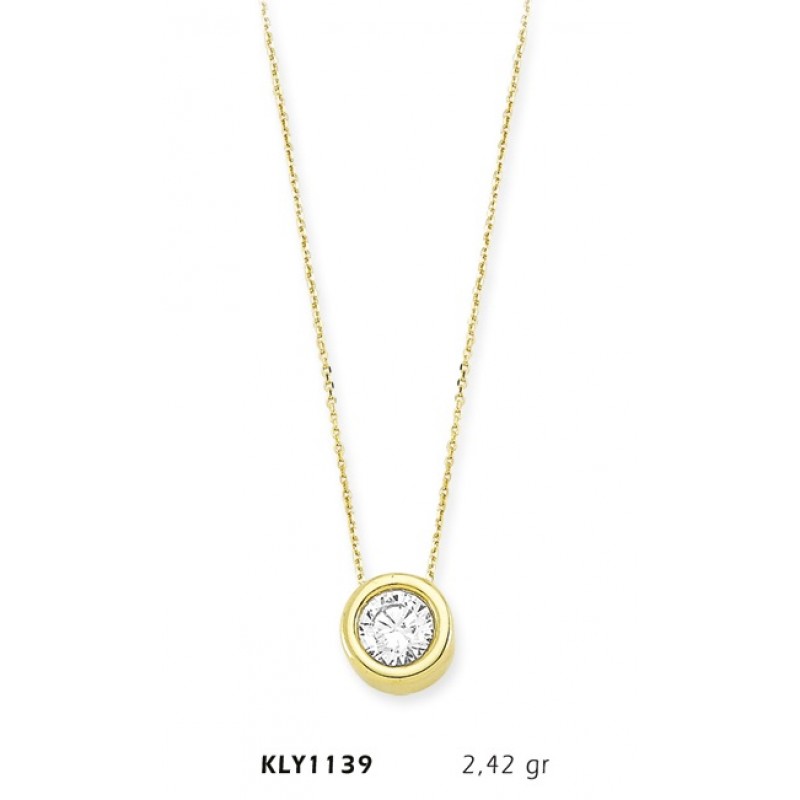 14 Ayar Altın Tektaş Kolye KLY1139