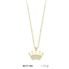 14 Ayar Altın Kral Tacı Kolye KLY1140