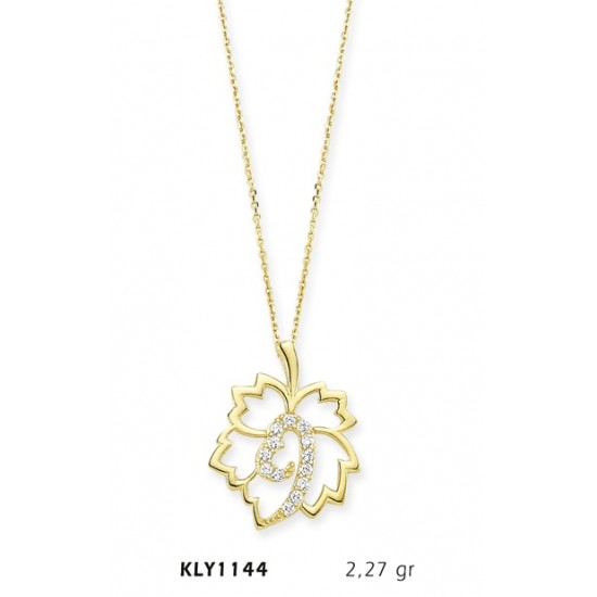 14 Ayar Altın Yaprak Kalp Kolye KLY1144 14 Ayar Altın Yaprak Kalp Kolye KLY1144