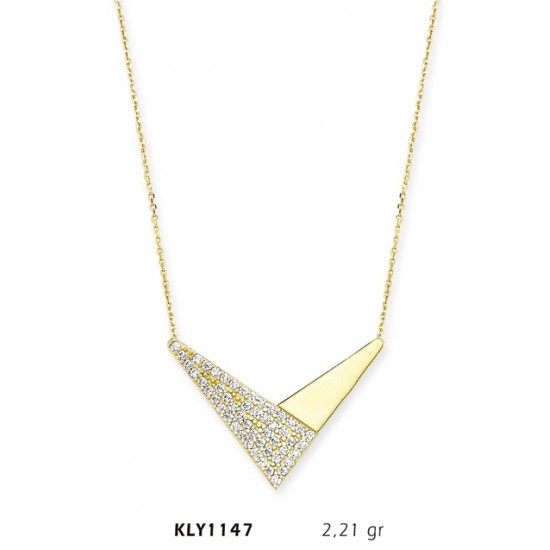 14 Ayar Altın V Kolye KLY1147