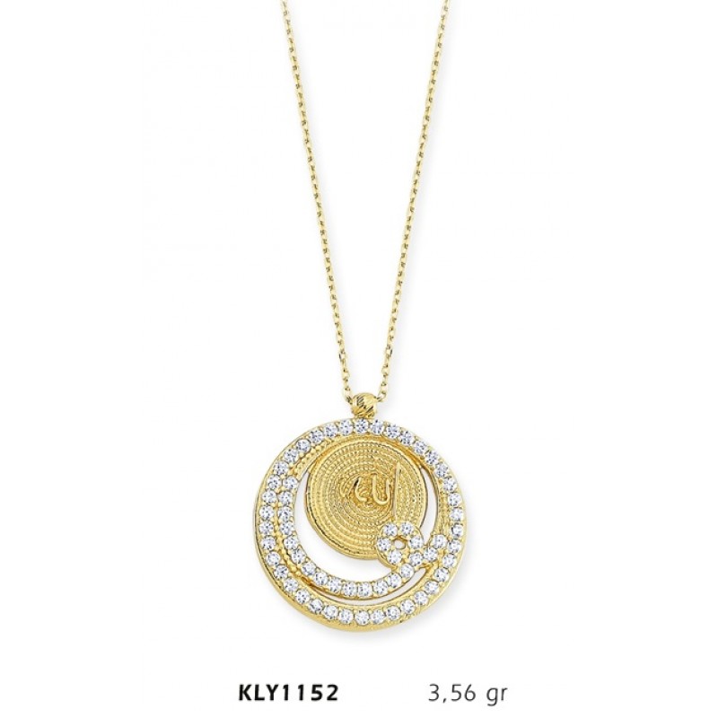 14 Ayar Altın Allah Yazılı Vav Kolye KLY1152 14 Ayar Altın Allah Yazılı Vav Kolye KLY1152