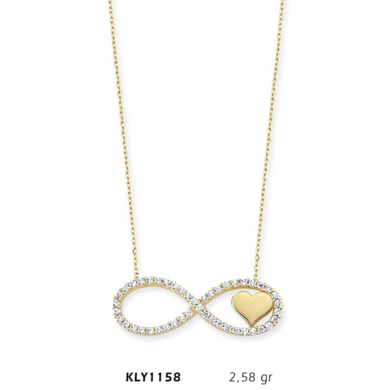 14 Ayar Altın Sonsuz Kalp Kolye KLY1158