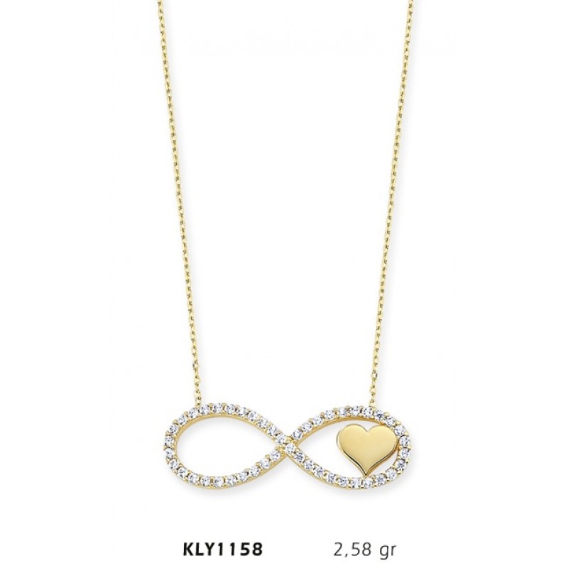 14 Ayar Altın Sonsuz Kalp Kolye KLY1158