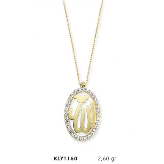 14 Ayar Altın Allah Yazılı Kolye KLY1160