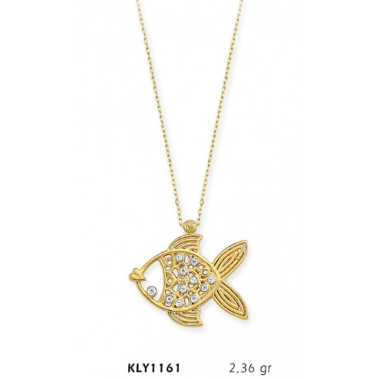 14 Ayar Altın Balık Kolye KLY1161