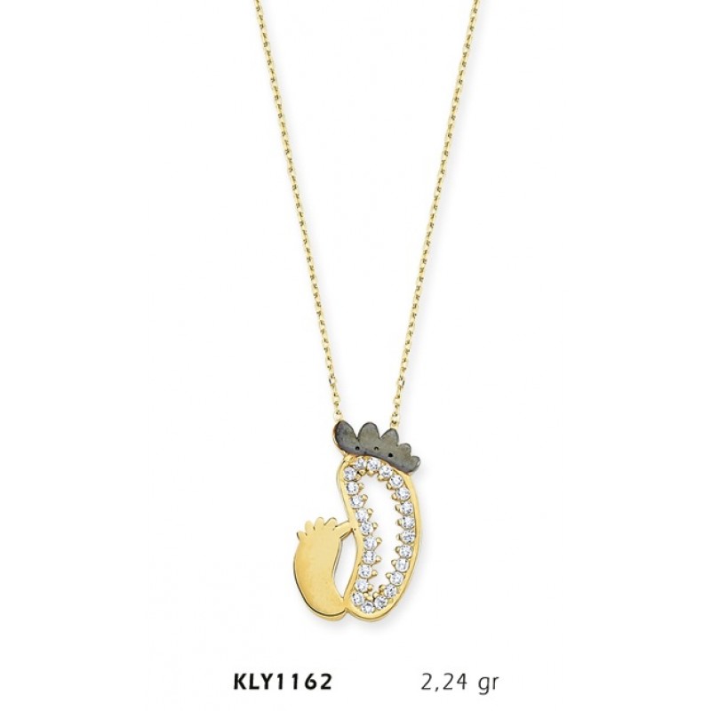 14 Ayar Altın Anne Bebek Ayağı Kolye KLY1162