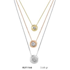 14 Ayar Altın Üçlü Tektaş Kolye KLY1166