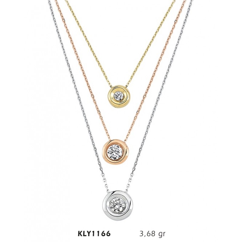 14 Ayar Altın Üçlü Tektaş Kolye KLY1166 14 Ayar Altın Üçlü Tektaş Kolye KLY1166