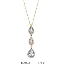14 Ayar Altın Üç Sıra Damla Kolye KLY1169