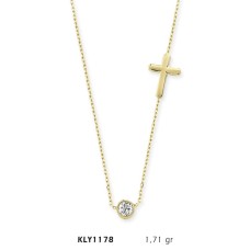 14 Ayar Altın Tektaş Haç Kolye KLY1178