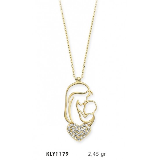 14 Ayar Altın Anne Bebek Kolye KLY1179
