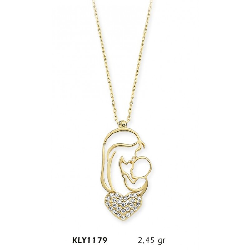14 Ayar Altın Anne Bebek Kolye KLY1179 14 Ayar Altın Anne Bebek Kolye KLY1179