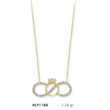 14 Ayar Altın Sonsuz Tektaş Yüzük Kolye KLY1180