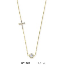 14 Ayar Altın Tektaş Haç Kolye KLY1181