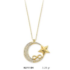 14 Ayar Altın Sonsuz Ayyıldız Kolye KLY1184