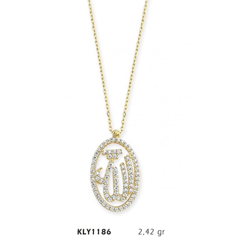 14 Ayar Altın Allah Yazılı Kolye KLY1186 14 Ayar Altın Allah Yazılı Kolye KLY1186