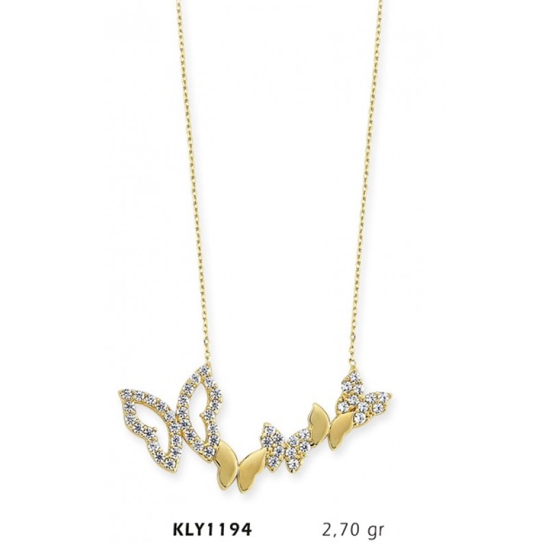 14 Ayar Altın Kelebek Kolye KLY1194