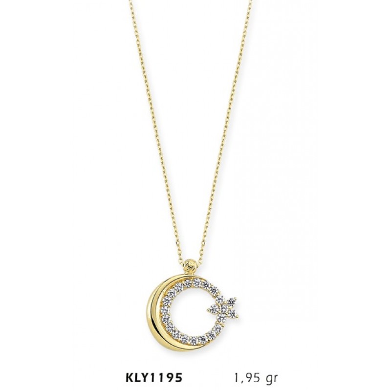 14 Ayar Altın Ayyıldız Kolye KLY1195