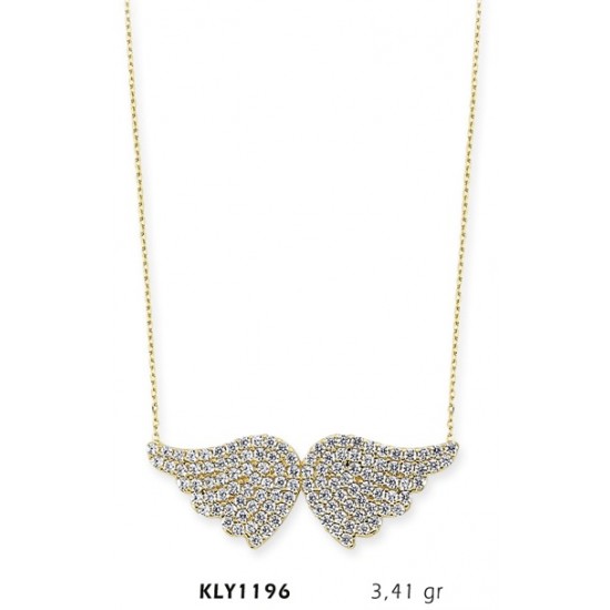 14 Ayar Altın Melek Kanadı Kolye KLY1196