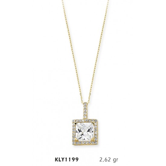 14 Ayar Altın Tektaş Prenses Kolye KLY1199