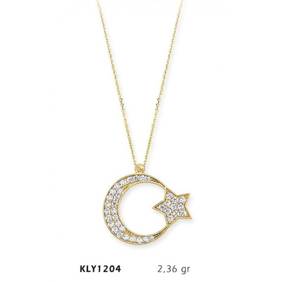 14 Ayar Altın Ayyıldız Kolye KLY1204 14 Ayar Altın Ayyıldız Kolye KLY1204