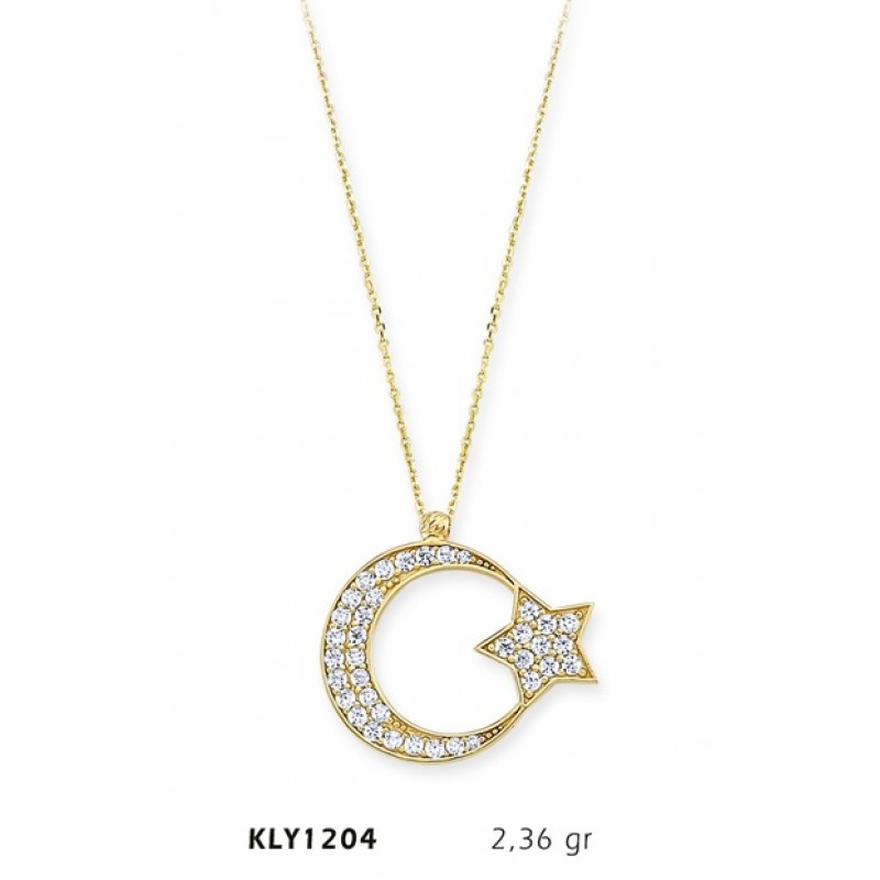 14 Ayar Altın Ayyıldız Kolye KLY1204