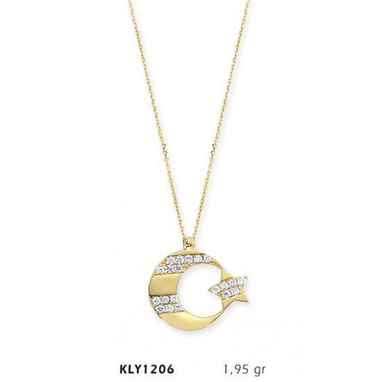 14 Ayar Altın Ayyıldız Kolye KLY1206
