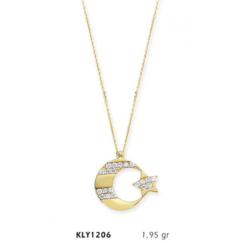 14 Ayar Altın Ayyıldız Kolye KLY1206
