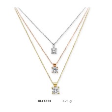 14 Ayar Altın Üçlü Tektaş Kolye KLY1214