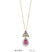 14 Ayar Altın Pembe Tektaş Damla Kolye KLY1223