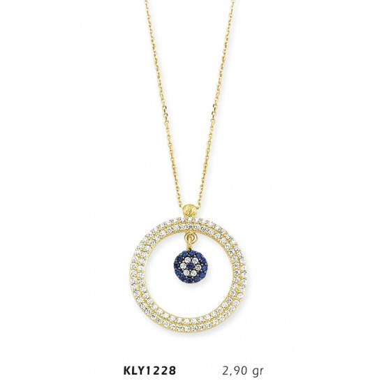 14 Ayar Altın Nazar Boncuklu Çember Kolye KLY1228 14 Ayar Altın Nazar Boncuklu Çember Kolye KLY1228