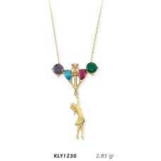 14 Ayar Altın Balonlu Kız Kolye KLY1230