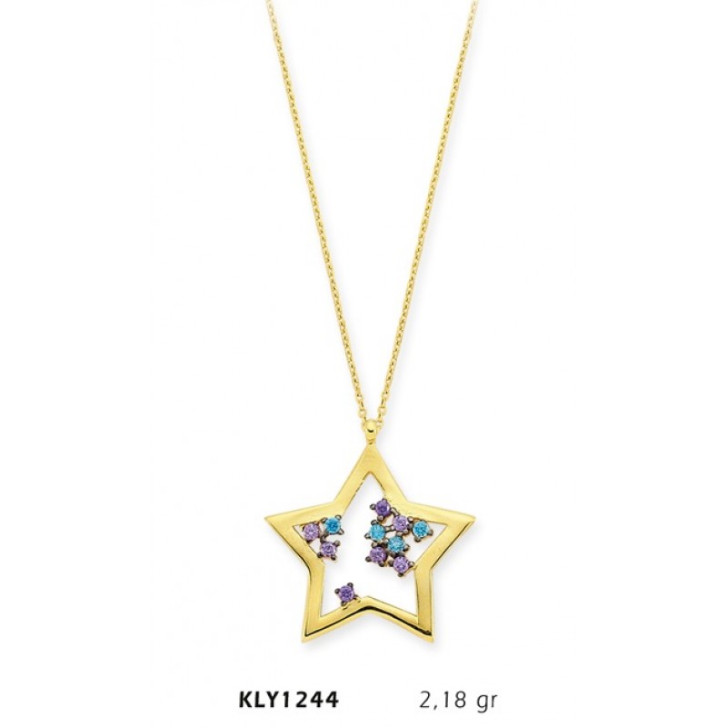 14 Ayar Altın Yıldız Kolye KLY1244