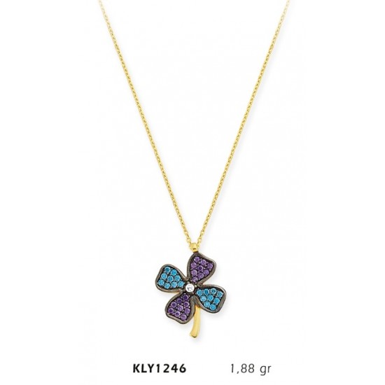 14 Ayar Altın Renkli Yonca Kolye KLY1246 14 Ayar Altın Renkli Yonca Kolye KLY1246