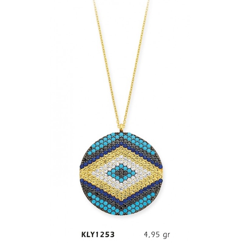 14 Ayar Altın Nazar Boncuğu Kolye KLY1253