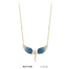 14 Ayar Altın Mavi Melek Kolye KLY1265