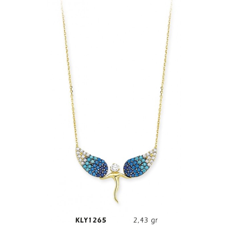 14 Ayar Altın Mavi Melek Kolye KLY1265
