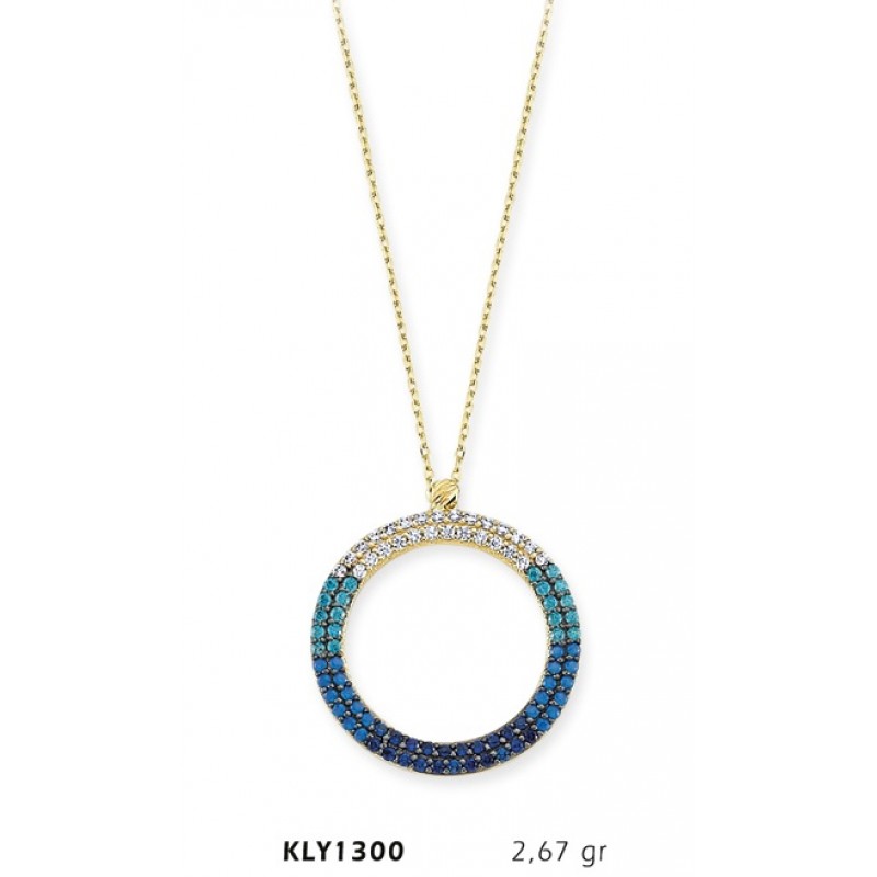 14 Ayar Altın Mavi Halka Kolye KLY1300 14 Ayar Altın Mavi Halka Kolye KLY1300