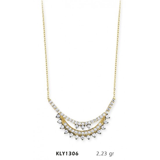 14 Ayar Altın Beyaz Tek Sıra Kolye KLY1306