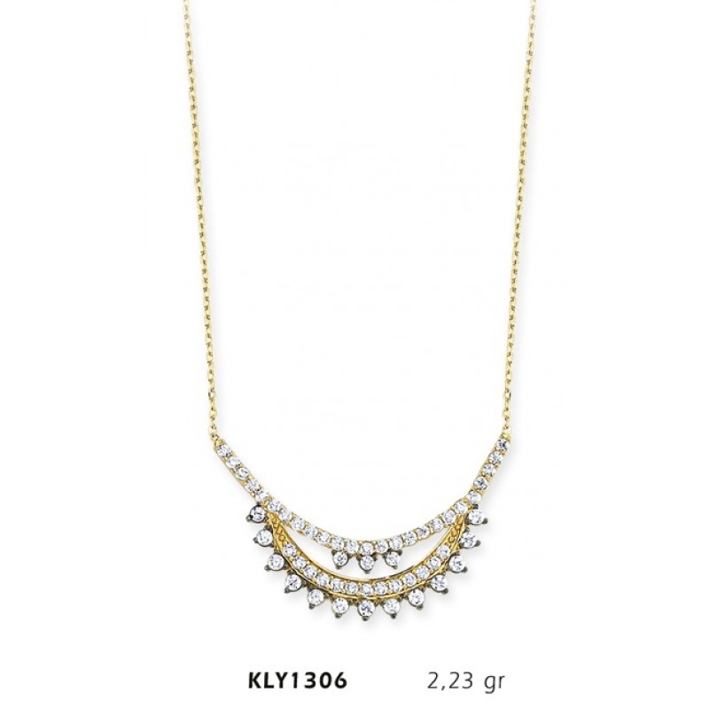 14 Ayar Altın Beyaz Tek Sıra Kolye KLY1306 14 Ayar Altın Beyaz Tek Sıra Kolye KLY1306