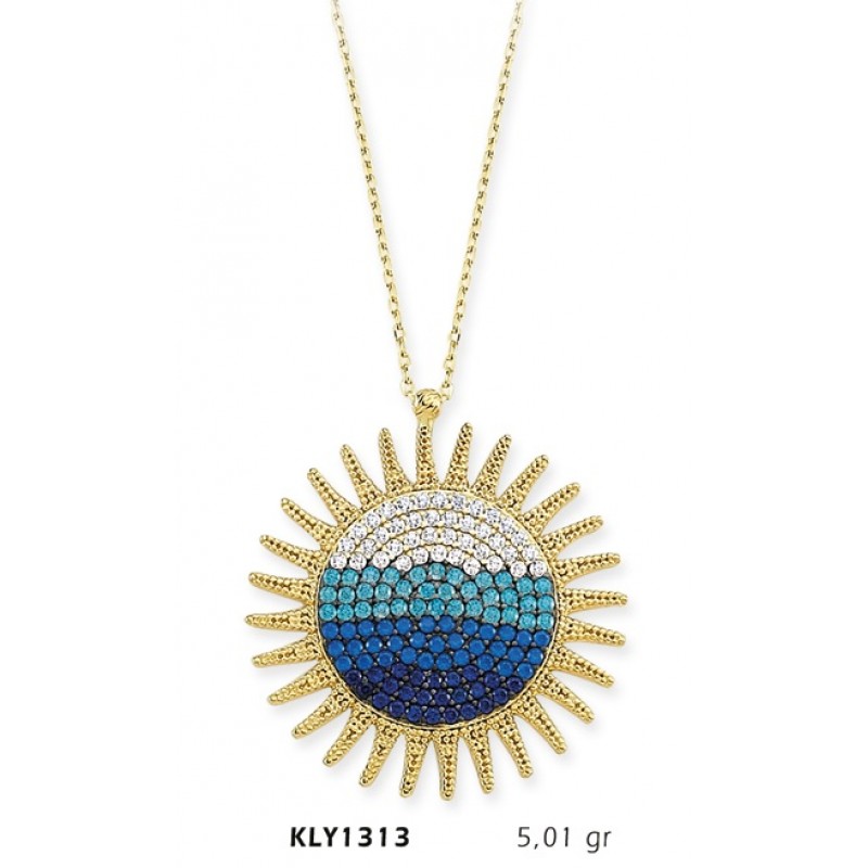 14 Ayar Altın Mavi Güneş Kolye KLY1313 14 Ayar Altın Mavi Güneş Kolye KLY1313