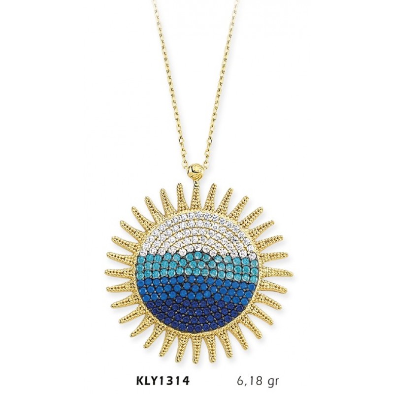 14 Ayar Altın Mavi Güneş Kolye KLY1314 14 Ayar Altın Mavi Güneş Kolye KLY1314