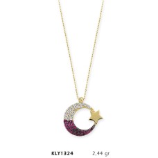 14 Ayar Altın Renkli Ayyıldız Kolye KLY1324