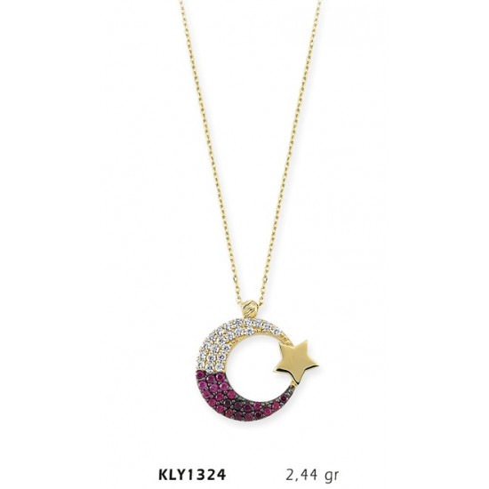 14 Ayar Altın Renkli Ayyıldız Kolye KLY1324